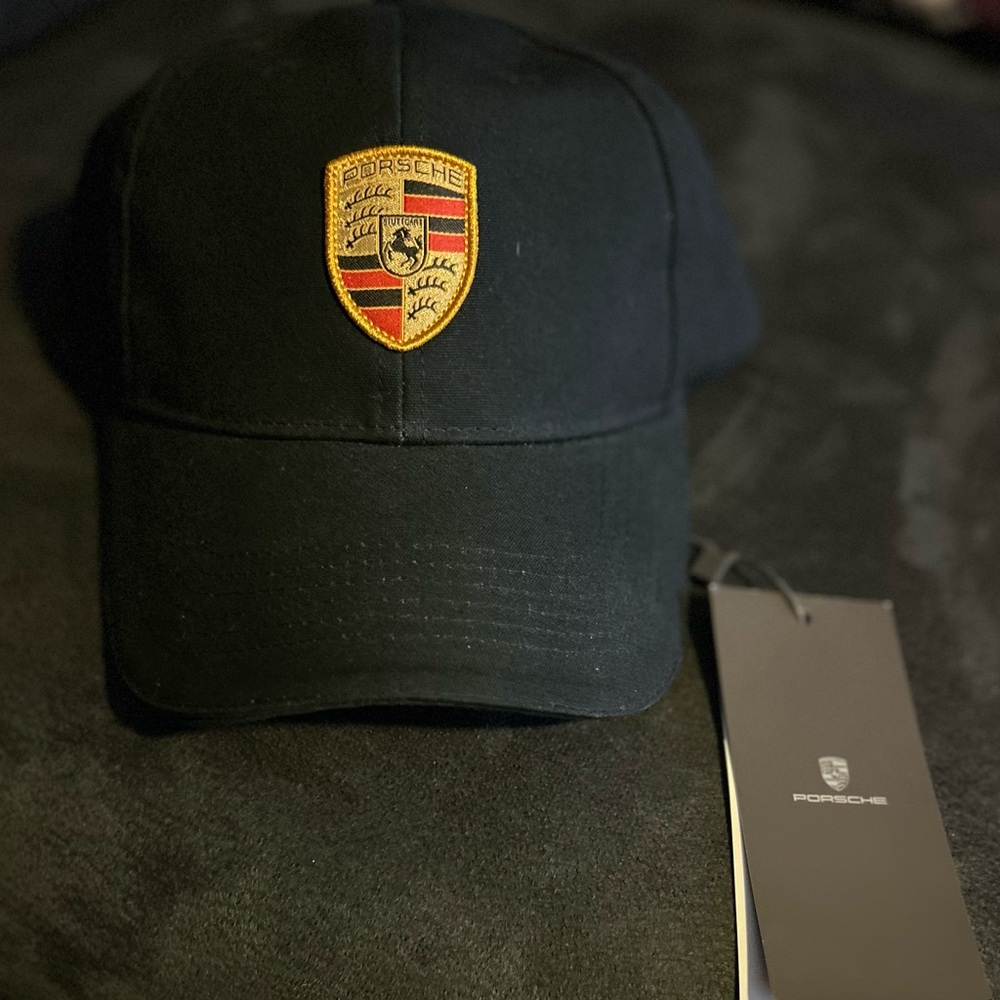 Porsche Design Black Cap with Gold & Red Crest